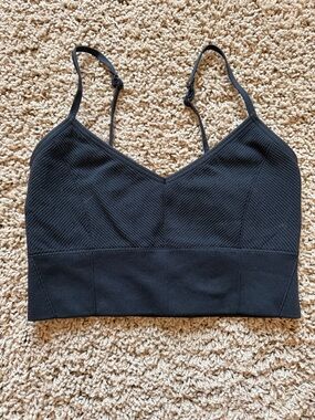 aerie offline Black Ribbed Longline Bralette with Adjustable Straps